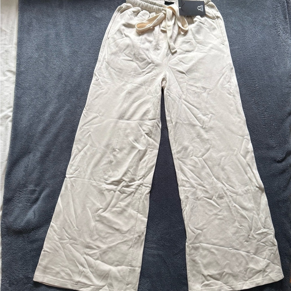 Women's Cream Drawstring Pants - Picture 3 of 7